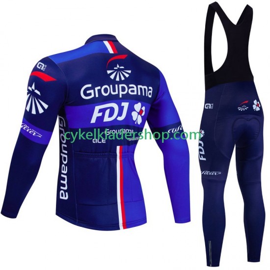 Fdj Groupama 2024 Män Cykeltröja Långärmad och Bib Cykeltights