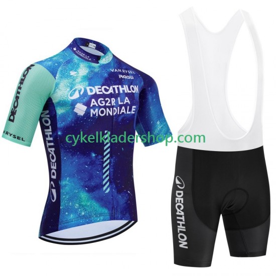 Decathlon Ag2R 2024 Män Cykeltröja och Bib Cykelshorts N001