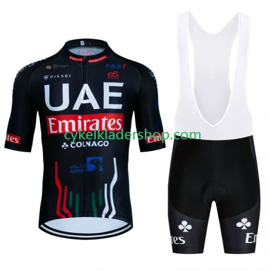 Uae Emirates 2024 Black Män Cykeltröja och Bib Cykelshorts