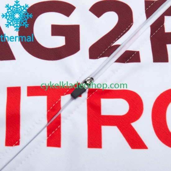 Ag2R La Mondiale 2023 Män Cykeltröja Långärmad och Bib Cykeltights Vinter Thermal Fleece