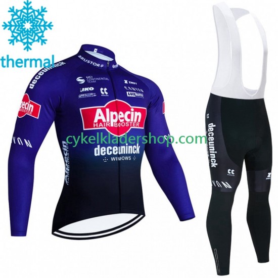 Alpecin Deceuninck 2023 Män Cykeltröja Långärmad och Bib Cykeltights Vinter Thermal Fleece
