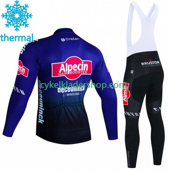 Alpecin Deceuninck 2023 Män Cykeltröja Långärmad och Bib Cykeltights Vinter Thermal Fleece