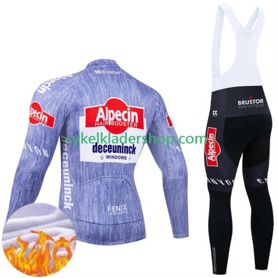 Alpecin Deceuninck 2024 Män Cykeltröja Långärmad och Bib Cykeltights Vinter Thermal Fleece