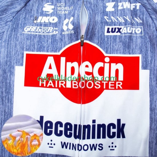 Alpecin Deceuninck 2024 Män Cykeltröja Långärmad och Bib Cykeltights Vinter Thermal Fleece