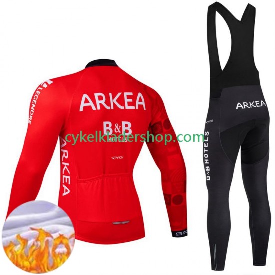 Arkea Bb Hotels Excalibur 2024 Män Cykeltröja Långärmad och Bib Cykeltights Vinter Thermal Fleece