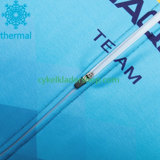 Astana Qazaqstan 2023 Män Cykeltröja Långärmad och Bib Cykeltights Vinter Thermal Fleece