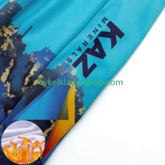 Astana Qazaqstan 2024 Team Män Cykeltröja Långärmad och Bib Cykeltights Vinter Thermal Fleece