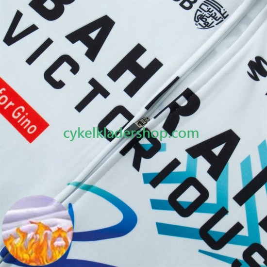 Bahrain Victorious 2024 Män Cykeltröja Långärmad och Bib Cykeltights Vinter Thermal Fleece