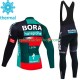 Bora Hansgrohe 2023 Män Cykeltröja Långärmad och Bib Cykeltights Vinter Thermal Fleece