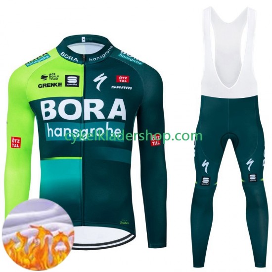Bora Hansgrohe 2024 Män Cykeltröja Långärmad och Bib Cykeltights Vinter Thermal Fleece N001