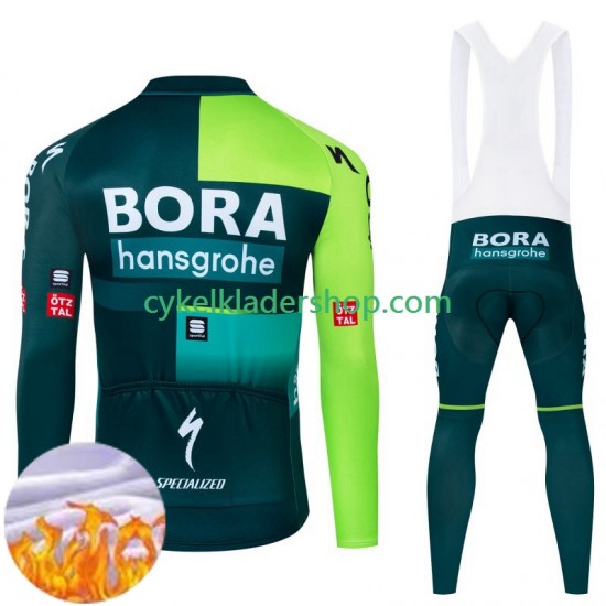 Bora Hansgrohe 2024 Män Cykeltröja Långärmad och Bib Cykeltights Vinter Thermal Fleece N001