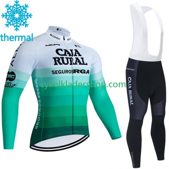 Caja Rural Seguros Rga 2023 Män Cykeltröja Långärmad och Bib Cykeltights Vinter Thermal Fleece