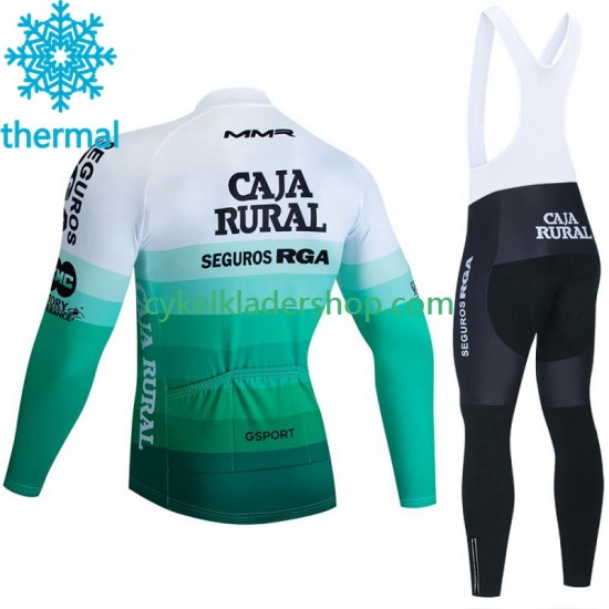 Caja Rural Seguros Rga 2023 Män Cykeltröja Långärmad och Bib Cykeltights Vinter Thermal Fleece