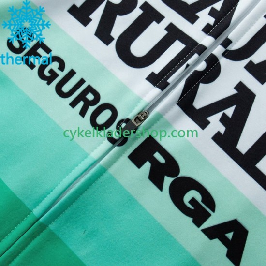 Caja Rural Seguros Rga 2023 Män Cykeltröja Långärmad och Bib Cykeltights Vinter Thermal Fleece