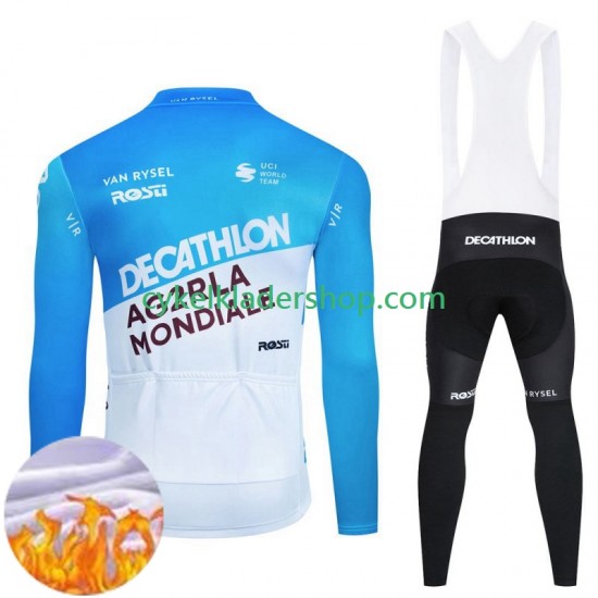 Decathlon Ag2R 2024 Män Cykeltröja Långärmad och Bib Cykeltights Vinter Thermal Fleece