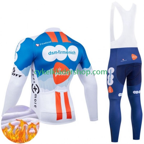 Dsm 2024 Män Cykeltröja Långärmad och Bib Cykeltights Vinter Thermal Fleece