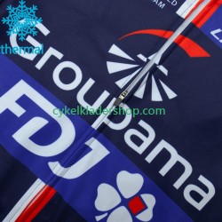 Fdj Groupama 2023 Män Cykeltröja Långärmad och Bib Cykeltights Vinter Thermal Fleece