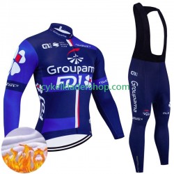 Fdj Groupama 2024 Män Cykeltröja Långärmad och Bib Cykeltights Vinter Thermal Fleece
