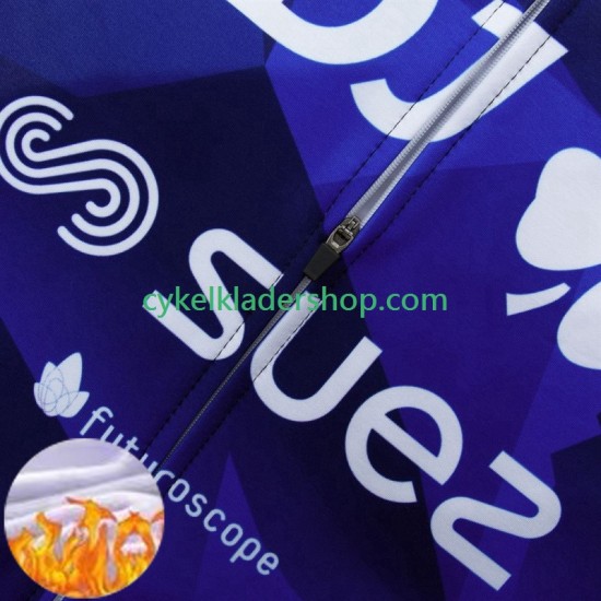 Fdj Suez 2024 Män Cykeltröja Långärmad och Bib Cykeltights Vinter Thermal Fleece