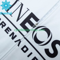 Ineos Grenadier 2023 Blanc Män Cykeltröja Långärmad och Bib Cykeltights Vinter Thermal Fleece