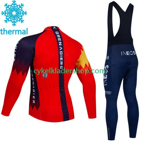 Ineos Grenadier 2023 Män Cykeltröja Långärmad och Bib Cykeltights Vinter Thermal Fleece