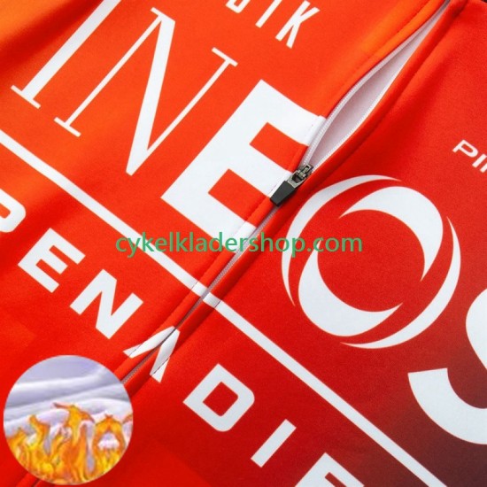 Ineos Grenadier 2024 Män Cykeltröja Långärmad och Bib Cykeltights Vinter Thermal Fleece