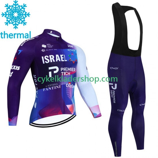 Israel 2023 Män Cykeltröja Långärmad och Bib Cykeltights Vinter Thermal Fleece