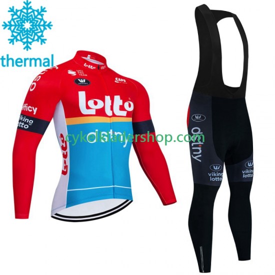 Lotto Dstny 2023 Män Cykeltröja Långärmad och Bib Cykeltights Vinter Thermal Fleece
