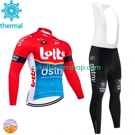 Lotto Dstny 2024 Män Cykeltröja Långärmad och Bib Cykeltights Vinter Thermal Fleece