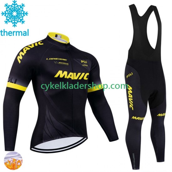 Mavic 2024 Män Cykeltröja Långärmad och Bib Cykeltights Vinter Thermal Fleece