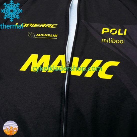 Mavic 2024 Män Cykeltröja Långärmad och Bib Cykeltights Vinter Thermal Fleece