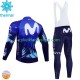 Movistar 2024 Män Cykeltröja Långärmad och Bib Cykeltights Vinter Thermal Fleece