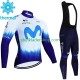 Movistar Iceberg 2023 Män Cykeltröja Långärmad och Bib Cykeltights Vinter Thermal Fleece