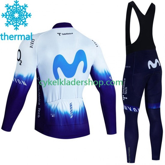 Movistar Iceberg 2023 Män Cykeltröja Långärmad och Bib Cykeltights Vinter Thermal Fleece
