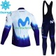 Movistar Iceberg 2023 Män Cykeltröja Långärmad och Bib Cykeltights Vinter Thermal Fleece