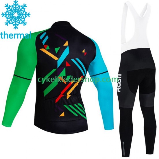Rosti 2023 Män Cykeltröja Långärmad och Bib Cykeltights Vinter Thermal Fleece N001