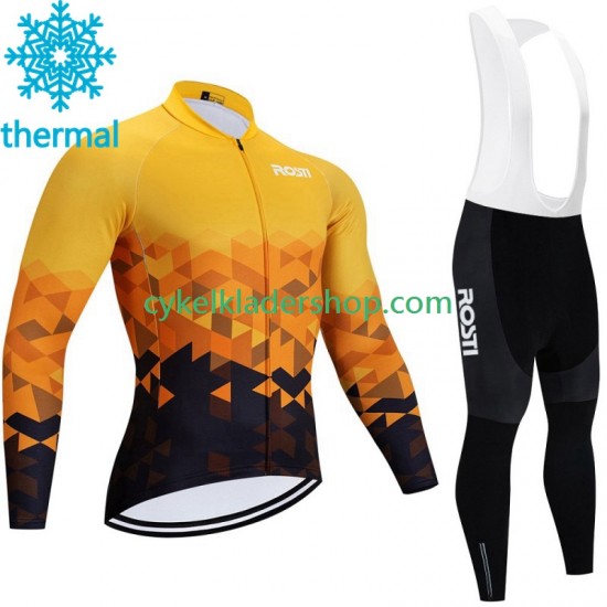 Rosti 2023 Män Cykeltröja Långärmad och Bib Cykeltights Vinter Thermal Fleece N002
