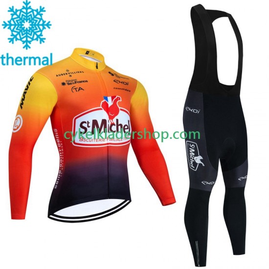 Saint Michel Auber 93 2023 Män Cykeltröja Långärmad och Bib Cykeltights Vinter Thermal Fleece