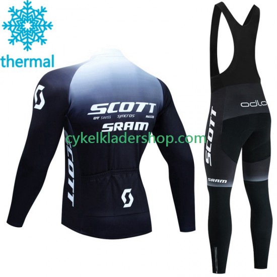 Scott Sram 2023 Män Cykeltröja Långärmad och Bib Cykeltights Vinter Thermal Fleece