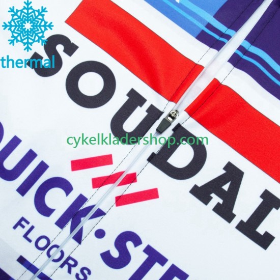 Soudal Quickstep 2023 Män Cykeltröja Långärmad och Bib Cykeltights Vinter Thermal Fleece