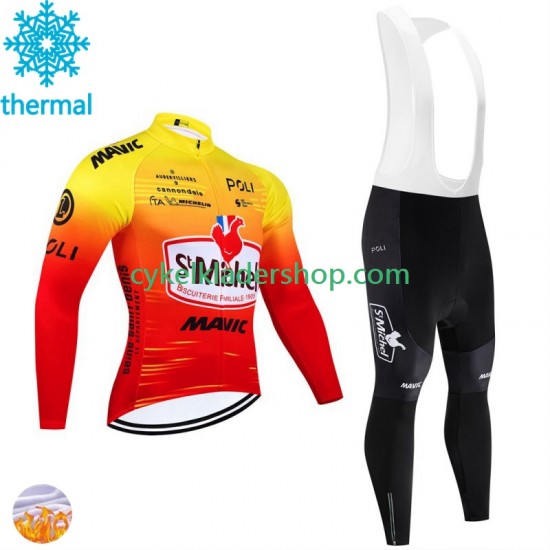 St Michel Auber 93 Mavic 2024 Män Cykeltröja Långärmad och Bib Cykeltights Vinter Thermal Fleece