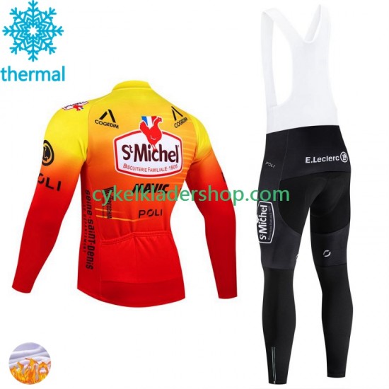 St Michel Auber 93 Mavic 2024 Män Cykeltröja Långärmad och Bib Cykeltights Vinter Thermal Fleece