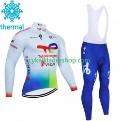 Totalenergies 2023 Män Cykeltröja Långärmad och Bib Cykeltights Vinter Thermal Fleece
