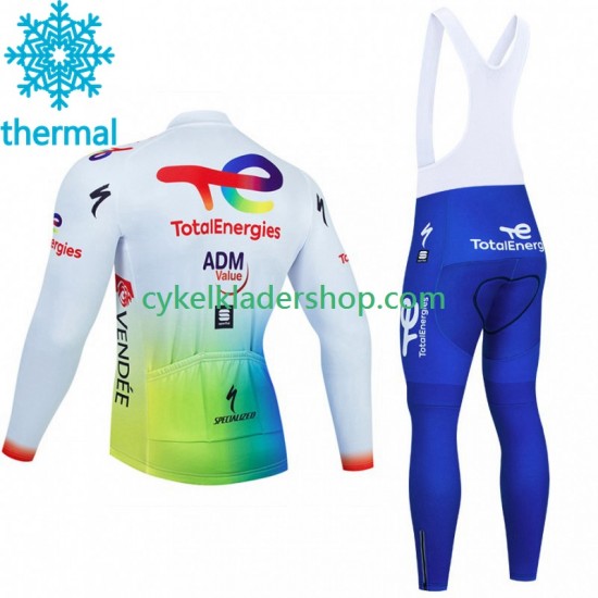 Totalenergies 2023 Män Cykeltröja Långärmad och Bib Cykeltights Vinter Thermal Fleece