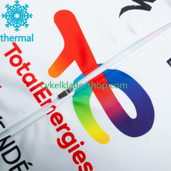 Totalenergies 2023 Män Cykeltröja Långärmad och Bib Cykeltights Vinter Thermal Fleece