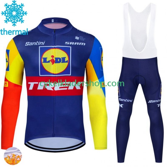 Trek Lidl 2024 Män Cykeltröja Långärmad och Bib Cykeltights Vinter Thermal Fleece