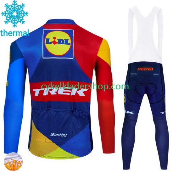 Trek Lidl 2024 Män Cykeltröja Långärmad och Bib Cykeltights Vinter Thermal Fleece