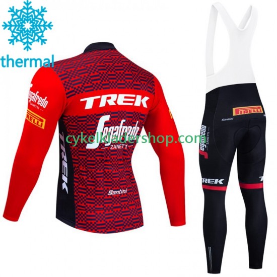 Trek Segafredo 2023 Män Cykeltröja Långärmad och Bib Cykeltights Vinter Thermal Fleece