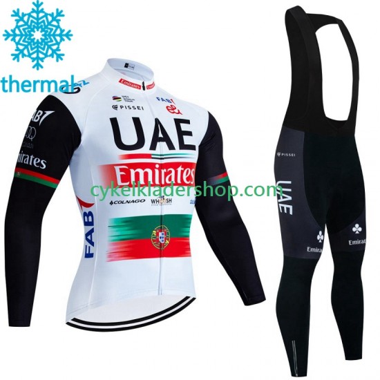 Uae Emirates 2023 Män Cykeltröja Långärmad och Bib Cykeltights Vinter Thermal Fleece N002
