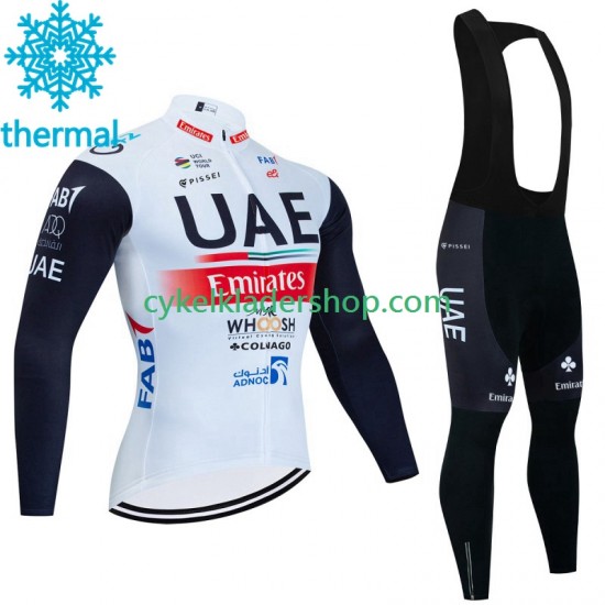 Uae Emirates 2023 Män Cykeltröja Långärmad och Bib Cykeltights Vinter Thermal Fleece